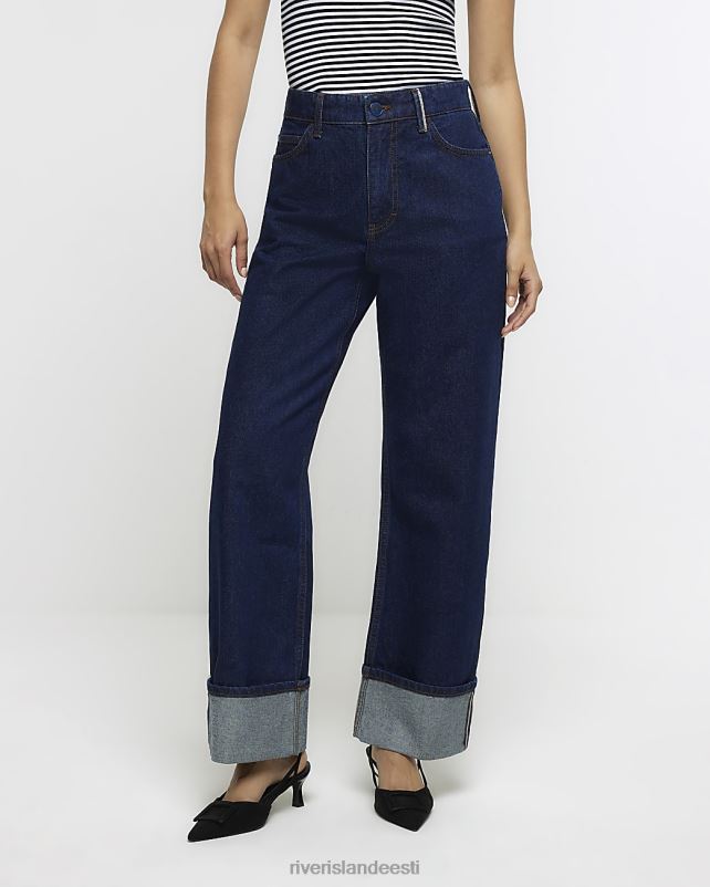 kehakate sinine naised River Island kõrge vöökohaga laia säärega teksad 44TLL619