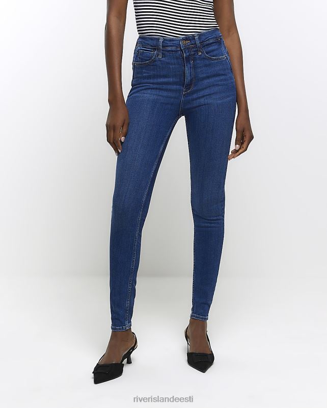 kehakate sinine naised River Island kõrge vöökohaga pätt sculpt kitsad teksad 44TLL454