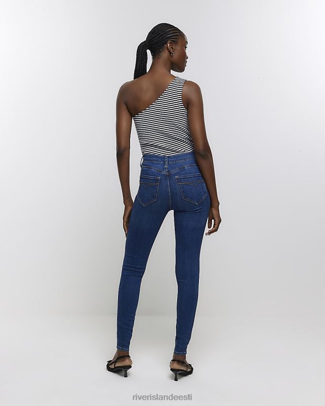 kehakate sinine naised River Island kõrge vöökohaga pätt sculpt kitsad teksad 44TLL454