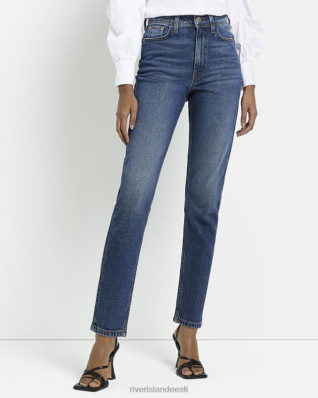 kehakate sinine naised River Island kõrge vöökohaga pätt sculpt mom teksad 44TLL1951