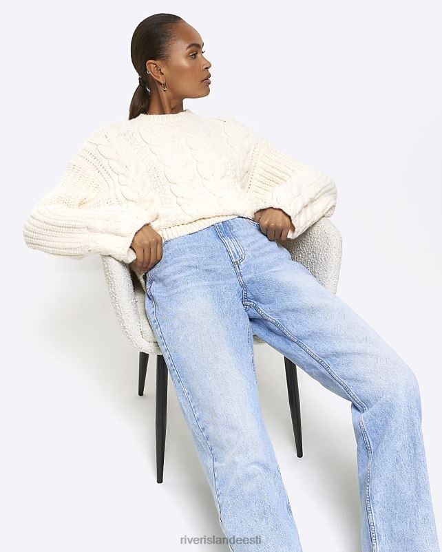 kehakate sinine naised River Island kõrge vöökohaga pingevaba sirge säärega teksad 44TLL1