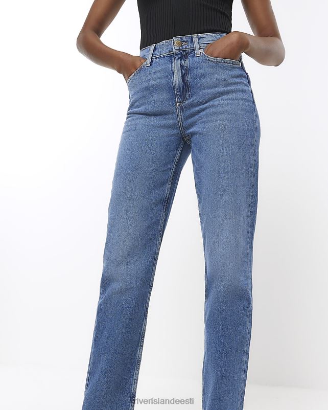 kehakate sinine naised River Island kõrge vöökohaga pliiditoru sirged teksad 44TLL3730