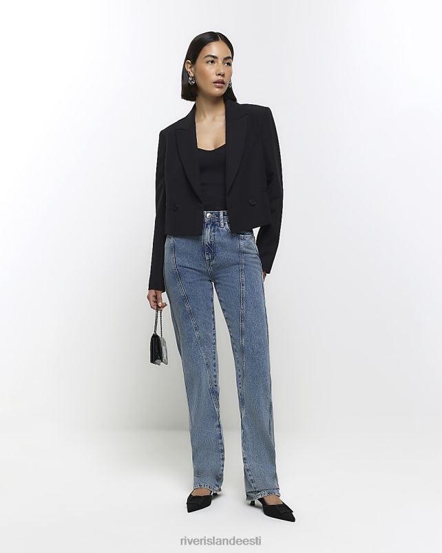 kehakate sinine naised River Island kõrge vöökohaga pliiditoru sirged teksad 44TLL3877