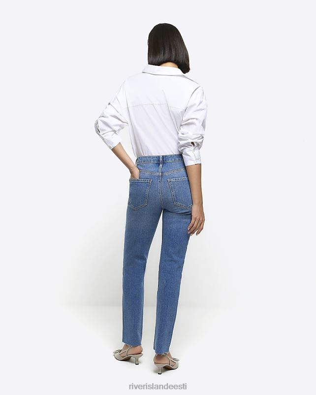 kehakate sinine naised River Island kõrge vöökohaga slim fit teksad 44TLL3859