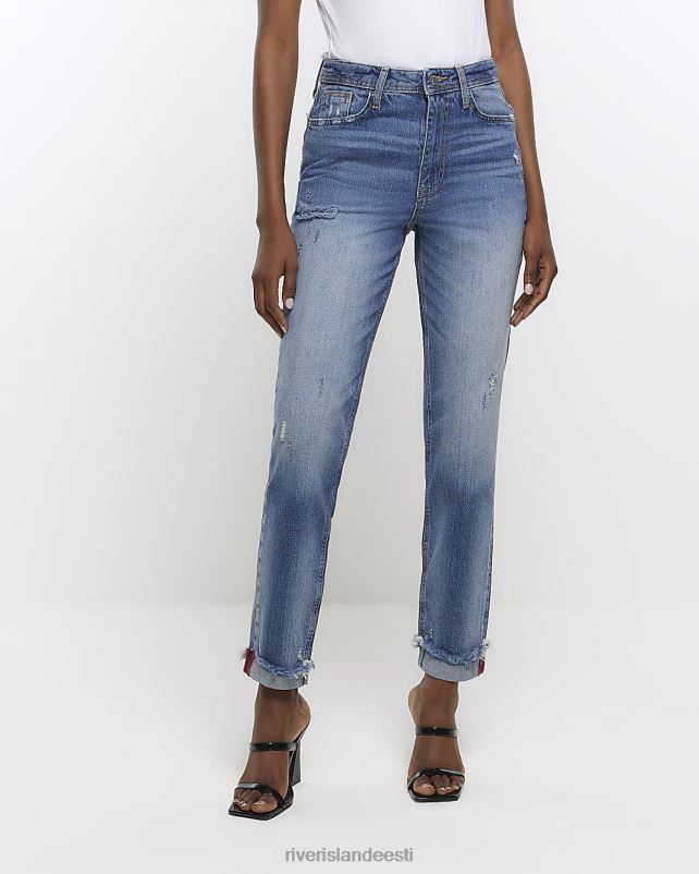 kehakate sinine naised River Island kõrge vöökohaga vormitud mom teksad 44TLL4084