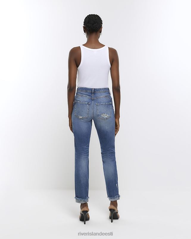 kehakate sinine naised River Island kõrge vöökohaga vormitud mom teksad 44TLL4084