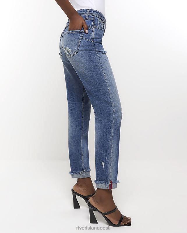 kehakate sinine naised River Island kõrge vöökohaga vormitud mom teksad 44TLL4084