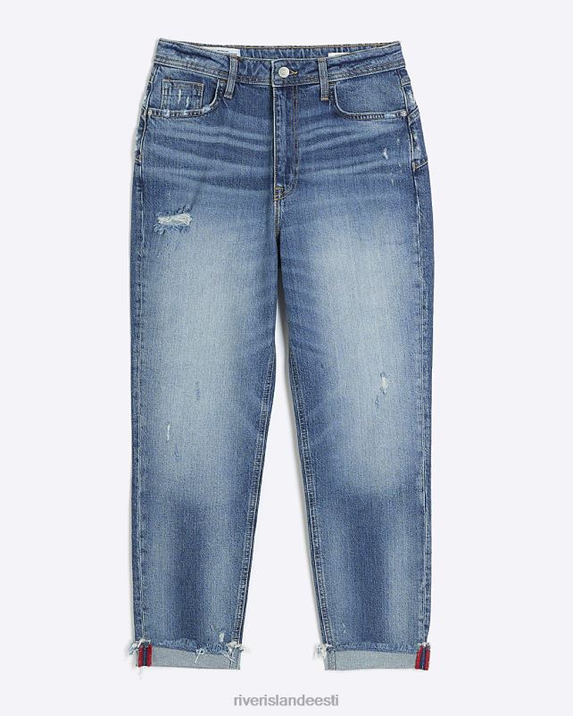 kehakate sinine naised River Island kõrge vöökohaga vormitud mom teksad 44TLL4084
