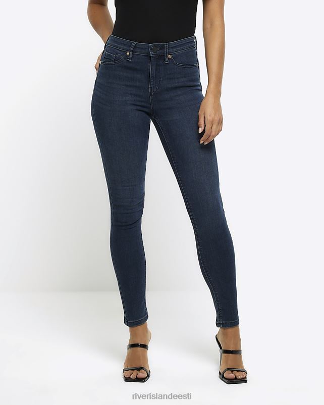 kehakate sinine naised River Island mid rise bum sculpt skinny teksad 44TLL4035