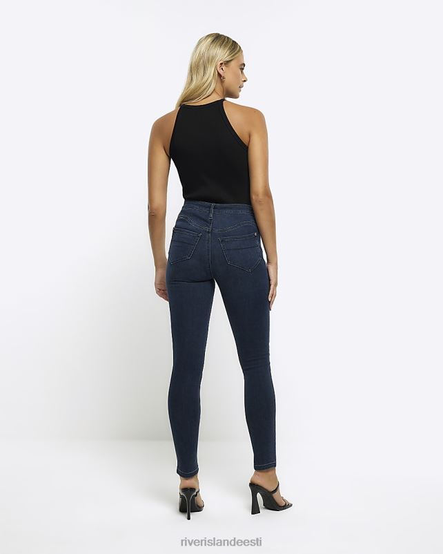 kehakate sinine naised River Island mid rise bum sculpt skinny teksad 44TLL4035