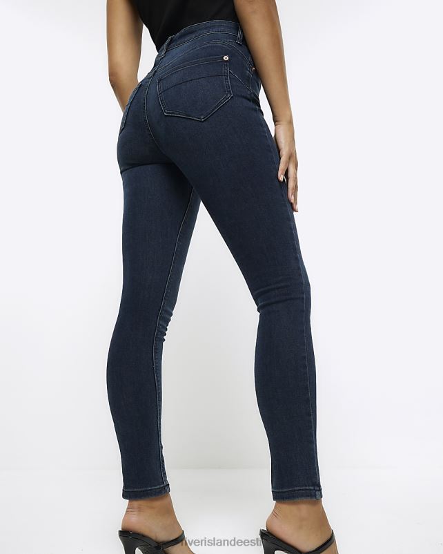 kehakate sinine naised River Island mid rise bum sculpt skinny teksad 44TLL4035