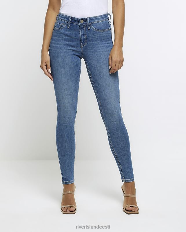 kehakate sinine naised River Island molly mid rise super skinny fit teksad 44TLL455