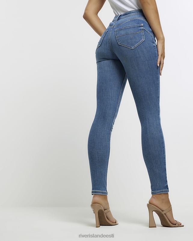 kehakate sinine naised River Island molly mid rise super skinny fit teksad 44TLL455