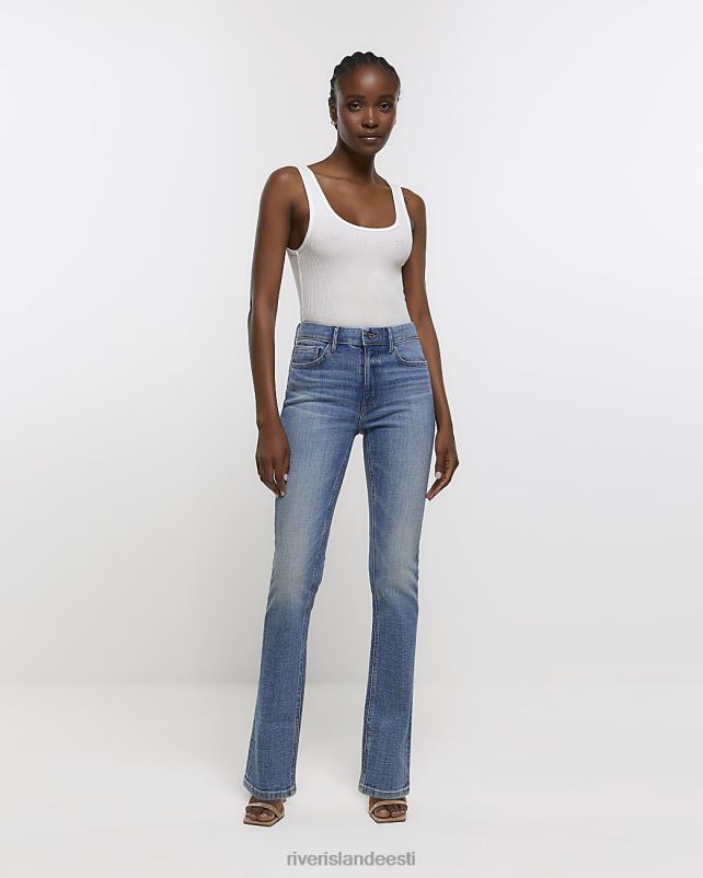 kehakate sinine naised River Island pleekinud keskmise kõrgusega õhukesed sirge säärega teksad 44TLL4568