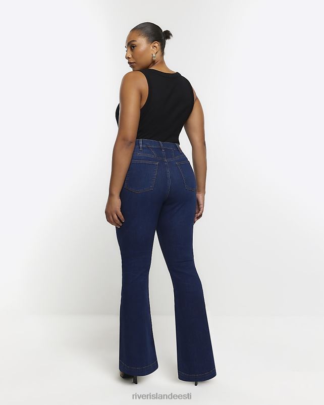 kehakate sinine naised River Island pluss kõrge vöökohaga teksapüksid 44TLL5099