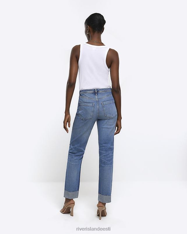 kehakate sinine naised River Island rebitud kõrge vöökohaga õhukesed teksad 44TLL4329