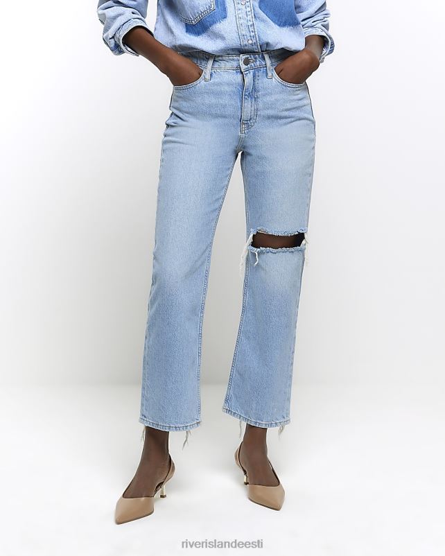 kehakate sinine naised River Island sirged kõrge vöökohaga kärbitud teksad 44TLL4113