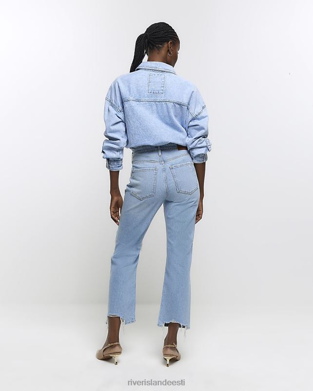 kehakate sinine naised River Island sirged kõrge vöökohaga kärbitud teksad 44TLL4113