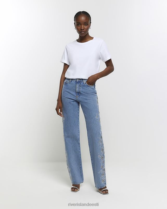 kehakate sinine naised River Island tikitud pingevabad sirged teksad 44TLL3