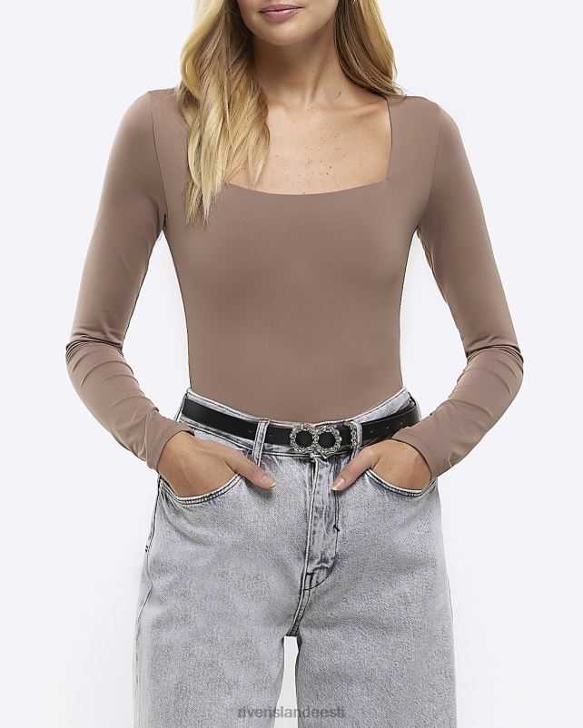 kehakate beež naised River Island pikkade varrukatega body 44TLL92