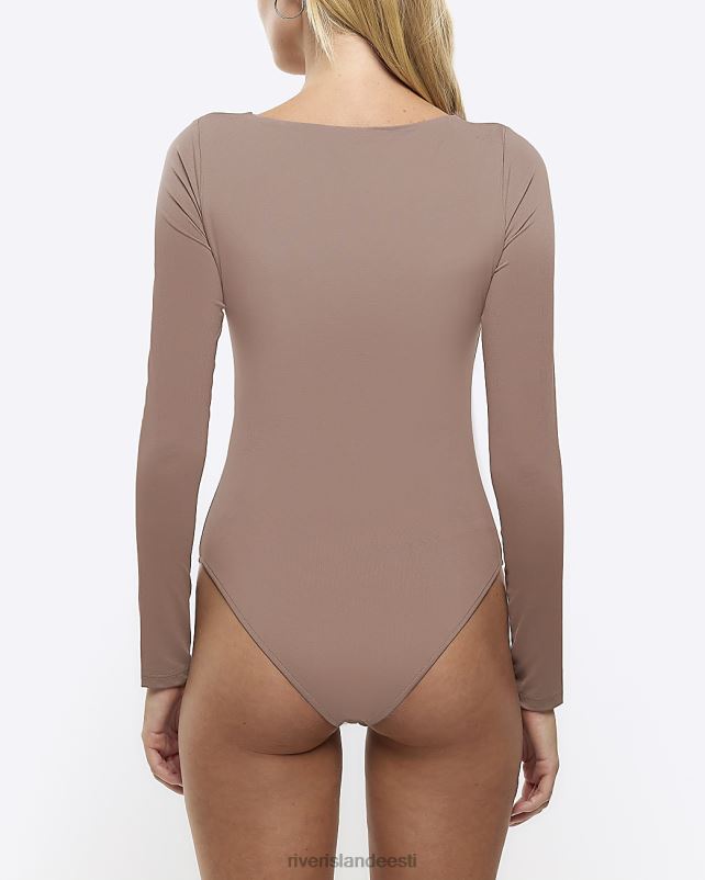 kehakate beež naised River Island pikkade varrukatega body 44TLL92