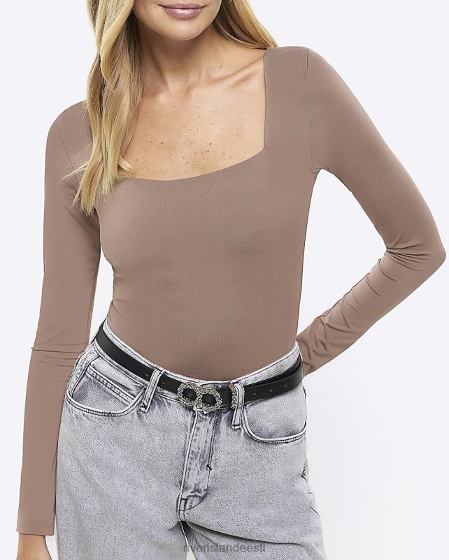 kehakate beež naised River Island pikkade varrukatega body 44TLL92