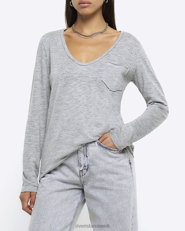 kehakate hall naised River Island tasku pikkade varrukatega top 44TLL4010