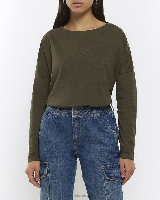 kehakate khaki naised River Island batwing pikkade varrukatega topp 44TLL4214