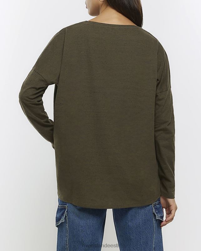 kehakate khaki naised River Island batwing pikkade varrukatega topp 44TLL4214
