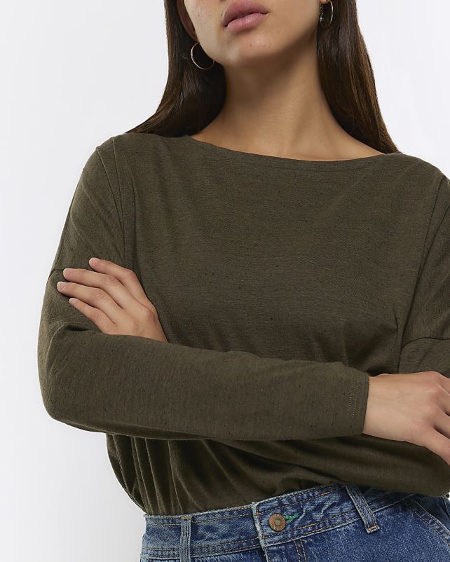 kehakate khaki naised River Island batwing pikkade varrukatega topp 44TLL4214