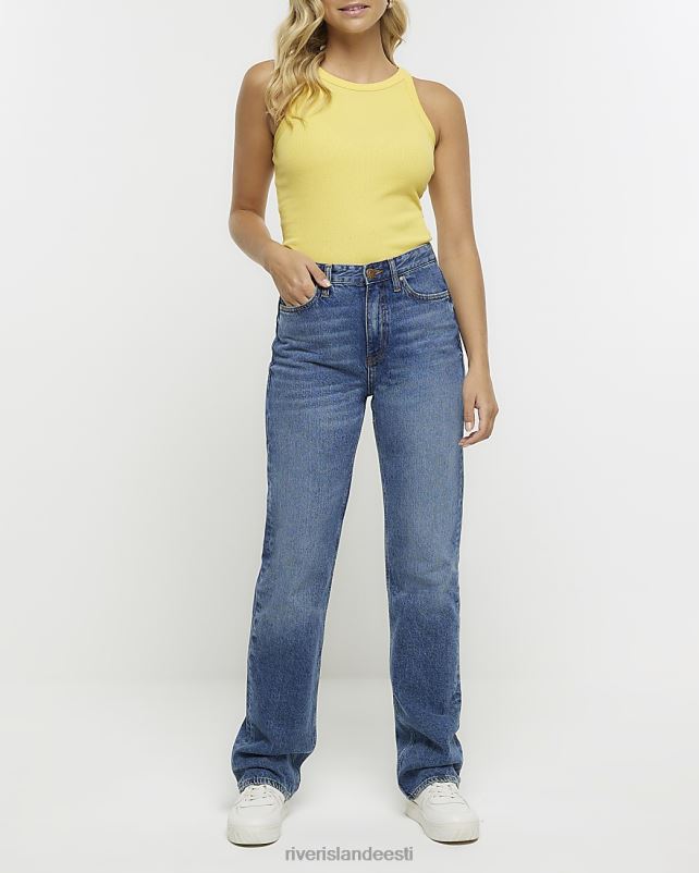 kehakate kollane naised River Island rib Racer vesti top 44TLL104