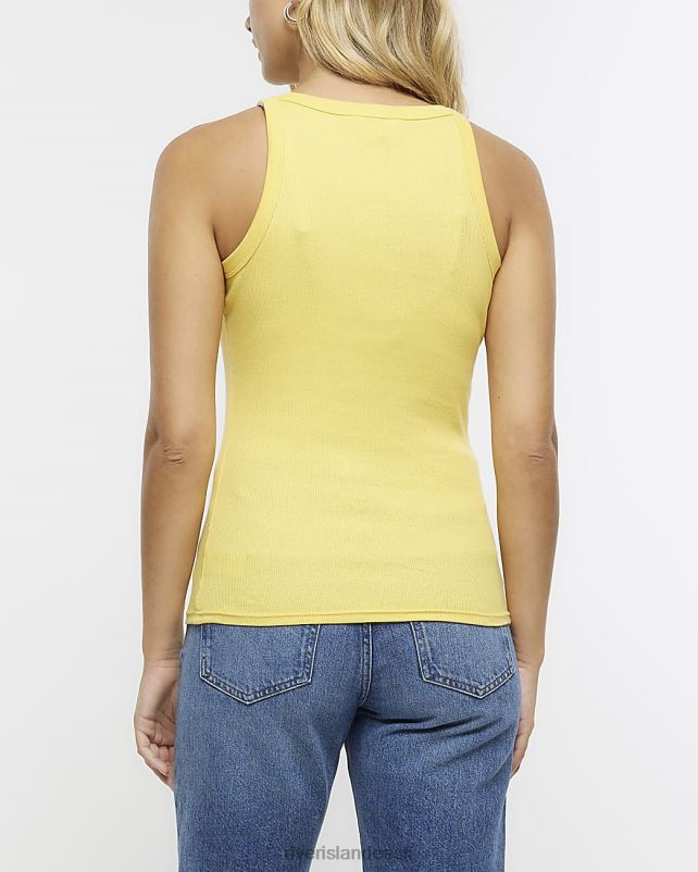 kehakate kollane naised River Island rib Racer vesti top 44TLL104