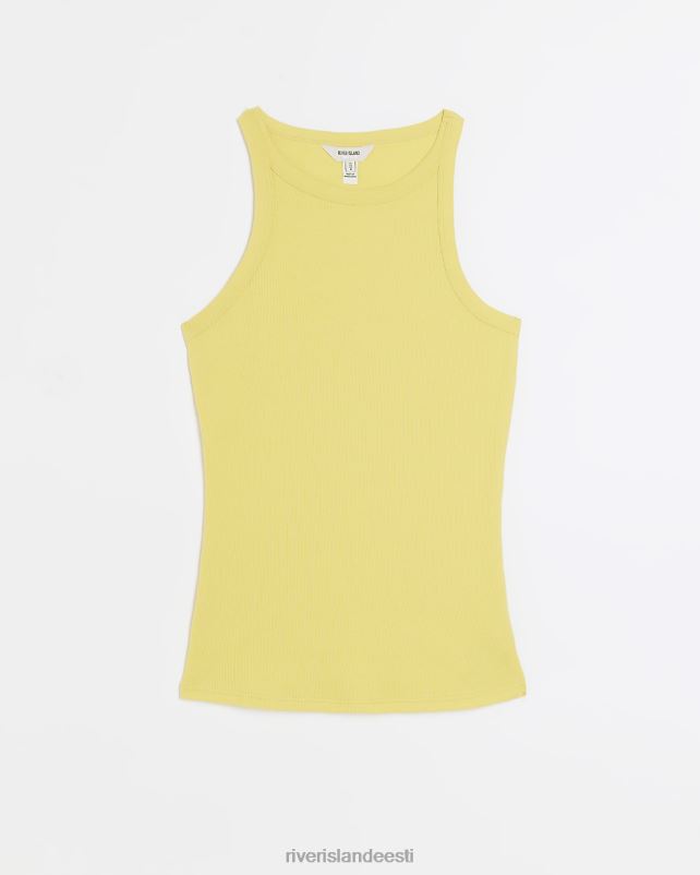 kehakate kollane naised River Island rib Racer vesti top 44TLL104