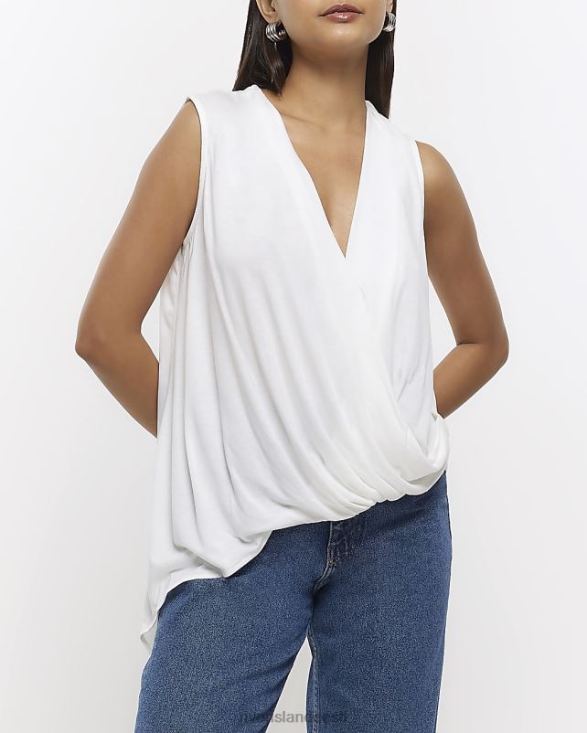 kehakate kreem naised River Island drape wrap tank top 44TLL299
