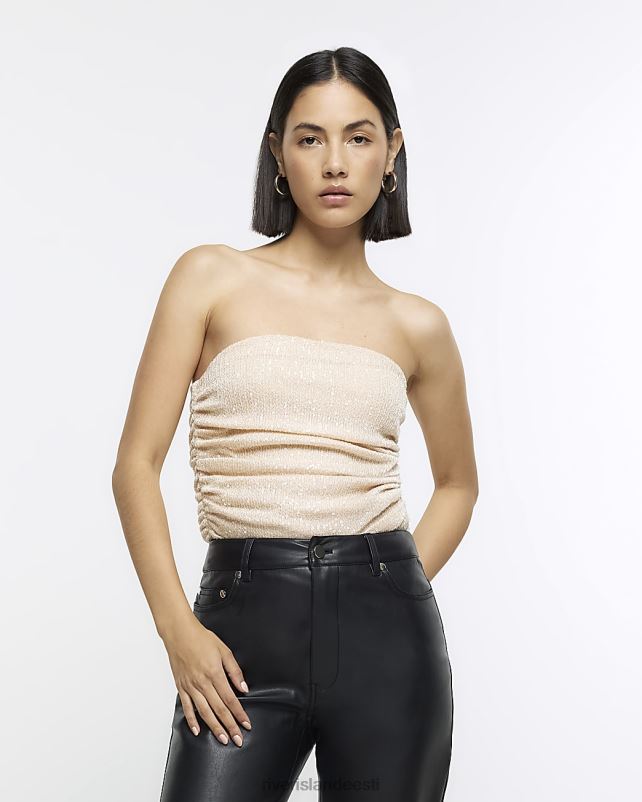 kehakate kreem naised River Island sequin bandeau top 44TLL383