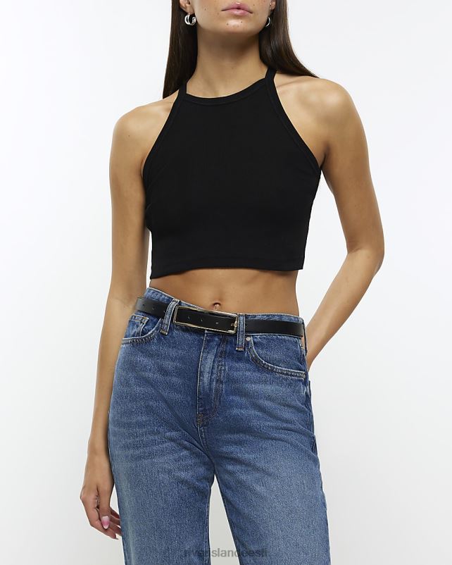 kehakate must naised River Island Racer crop tank top 44TLL1107