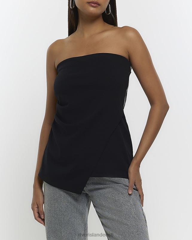 kehakate must naised River Island bandeau asümmeetriline top 44TLL4726