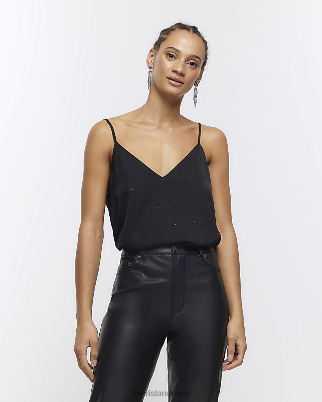 kehakate must naised River Island diamante cami top 44TLL3883