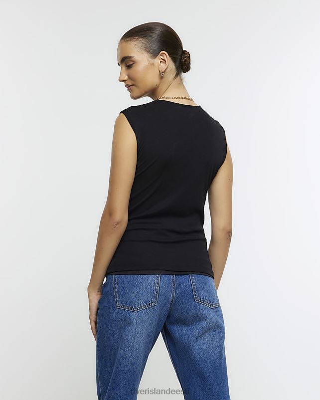 kehakate must naised River Island drape varrukateta topp 44TLL809