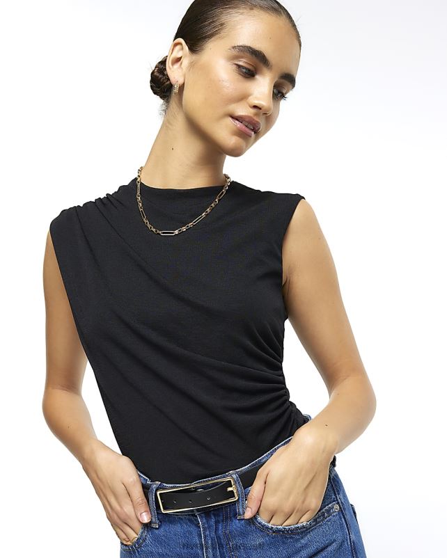 kehakate must naised River Island drape varrukateta topp 44TLL809