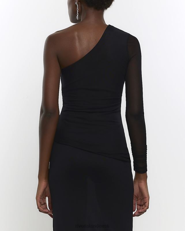 kehakate must naised River Island ühe õla võrgust top 44TLL1326