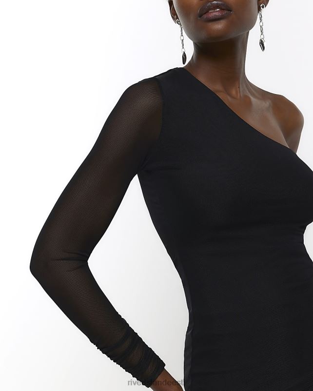 kehakate must naised River Island ühe õla võrgust top 44TLL1326