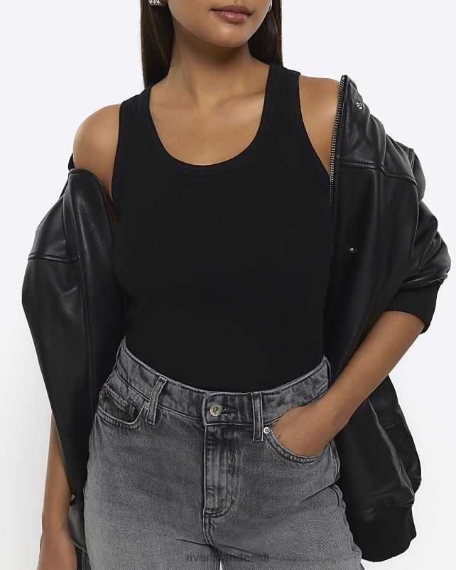 kehakate must naised River Island kühvel kaelusega vesti top 44TLL1165