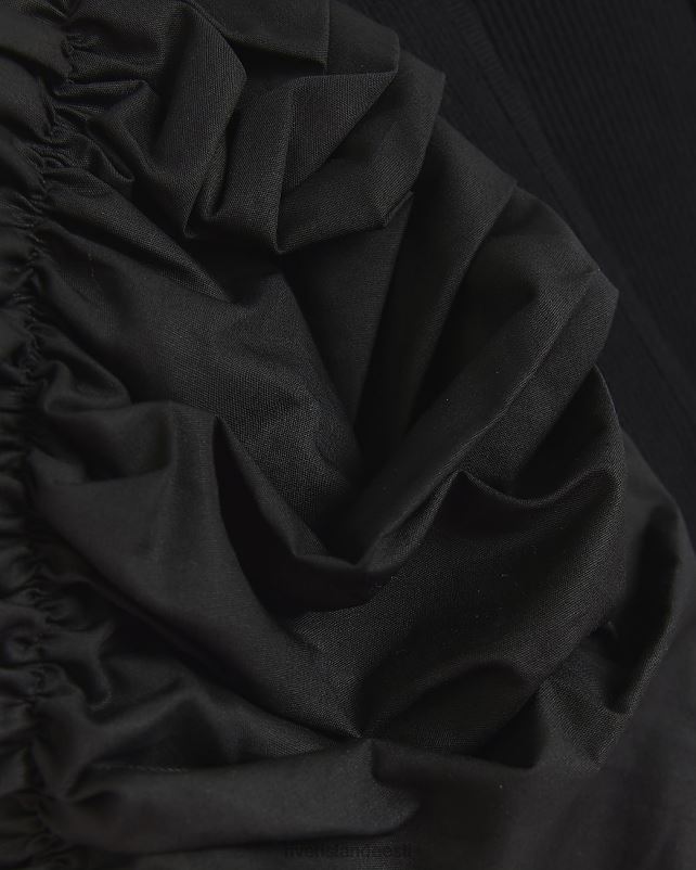 kehakate must naised River Island kõverdatud lühikeste varrukatega topp 44TLL1568