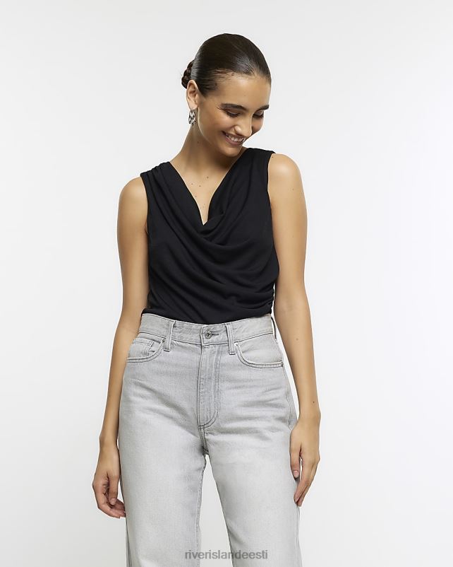 kehakate must naised River Island katte kaelusega tank top 44TLL822