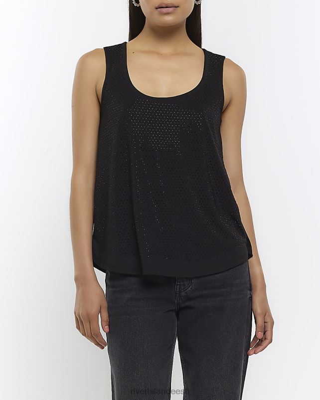 kehakate must naised River Island kaunistatud kühvelpaagi ülaosa 44TLL4572