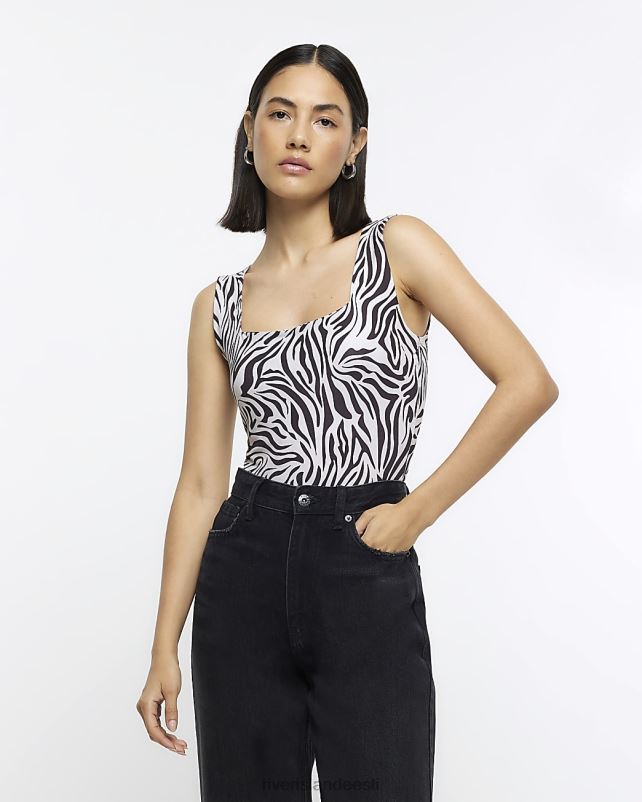 kehakate must naised River Island loomamustriga ruudu kaelusega body 44TLL4060