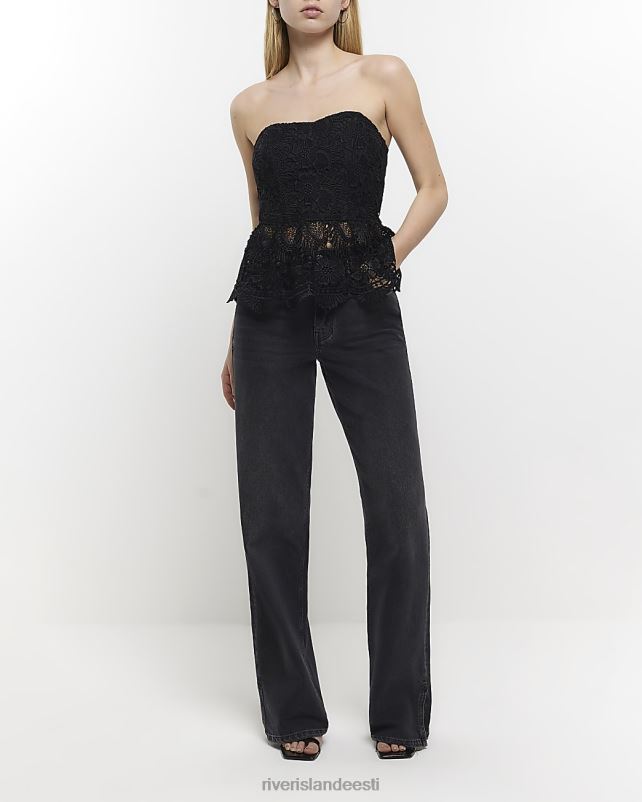 kehakate must naised River Island pitsist bandeau korseti ülaosa 44TLL4699