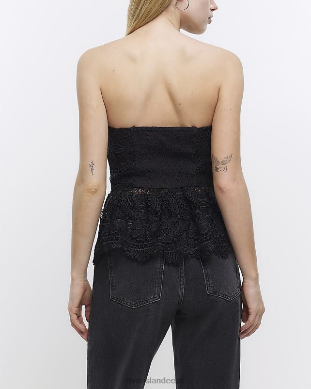 kehakate must naised River Island pitsist bandeau korseti ülaosa 44TLL4699