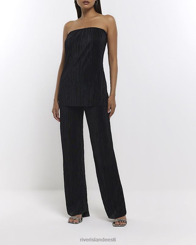 kehakate must naised River Island plisse kate seljaga bandeau top 44TLL1436